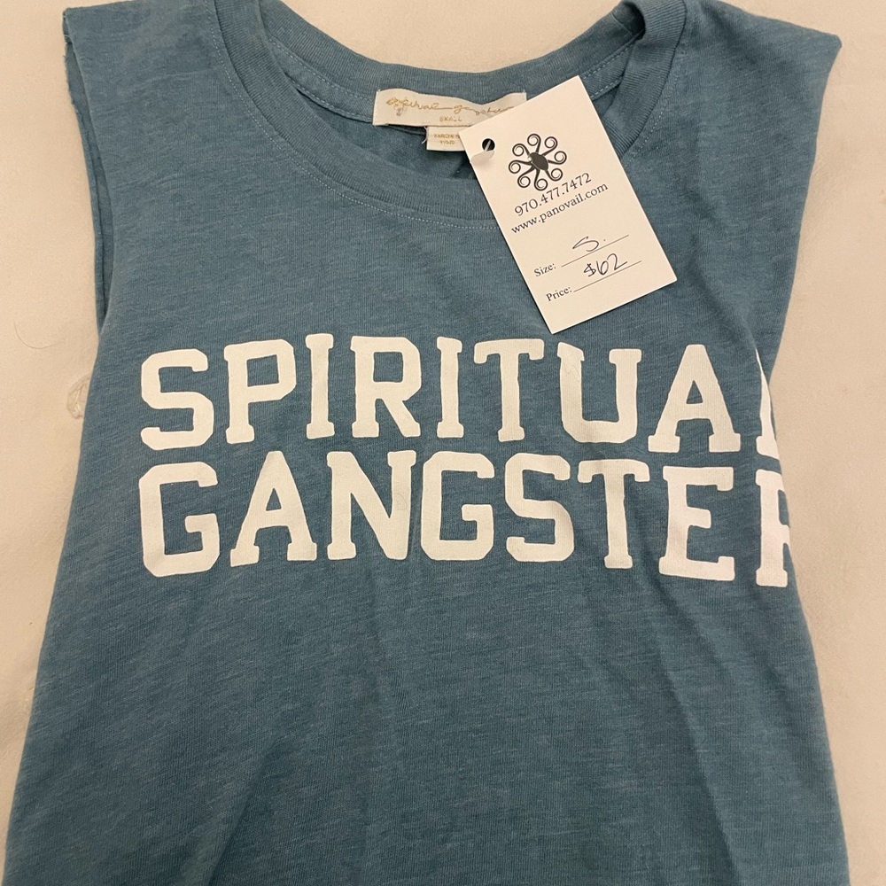 New with tags- blue spiritual gangster tank.